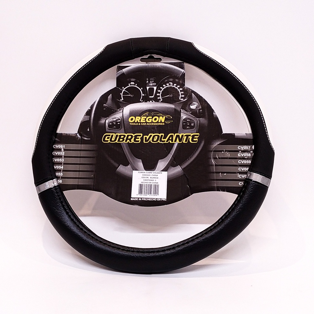 Cubre Volante Modelo Nascar Cuero Sintentico Negro / Blanco 38*8.2Cm 25 Unidades Por Caja