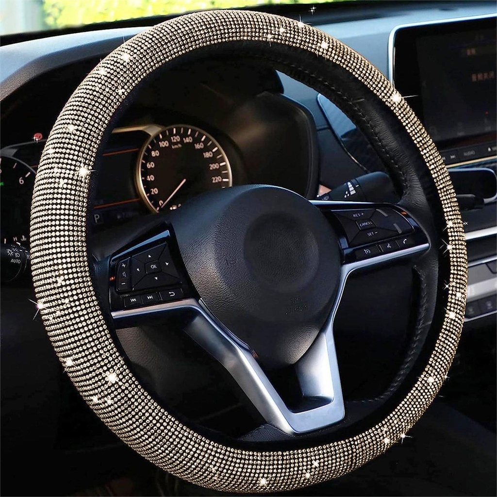 Cubre Volante Girls Power - Bling Bling Diamantes Oro / Negro 38Cm