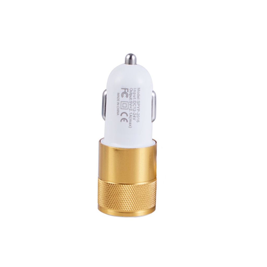 Accesorio para celular - Cargador Doble USB 12V / 24V salida 5V 3100 mA blanco + dorado