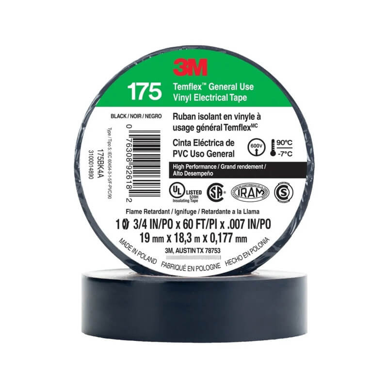 Cinta Aisladora de PVC - Temflex 175 19MM X 9M Negro