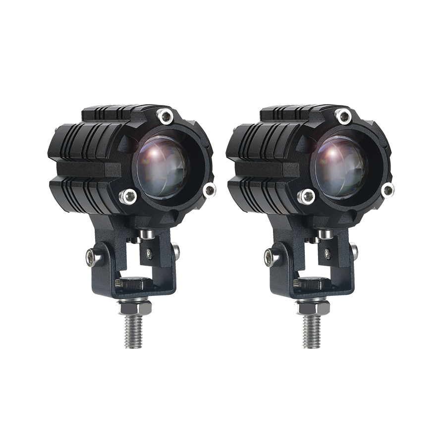 Faro LED auxiliar off-road Luz LED blanca y ámbar Estable con Cambio de Luz y Funcion Flash 9V-36V 1 LED 18 W - Juego de 2 Unidades Medidas 64.5 * 66 * 48 (Mm)