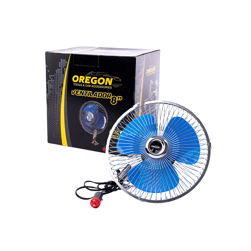 Ventilador metálico de 8" 12V, plateado