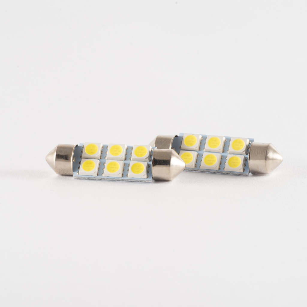Leds SMD - Tubular - Festoon 6 LED 5050 SMD 39MM - Blanco 12V