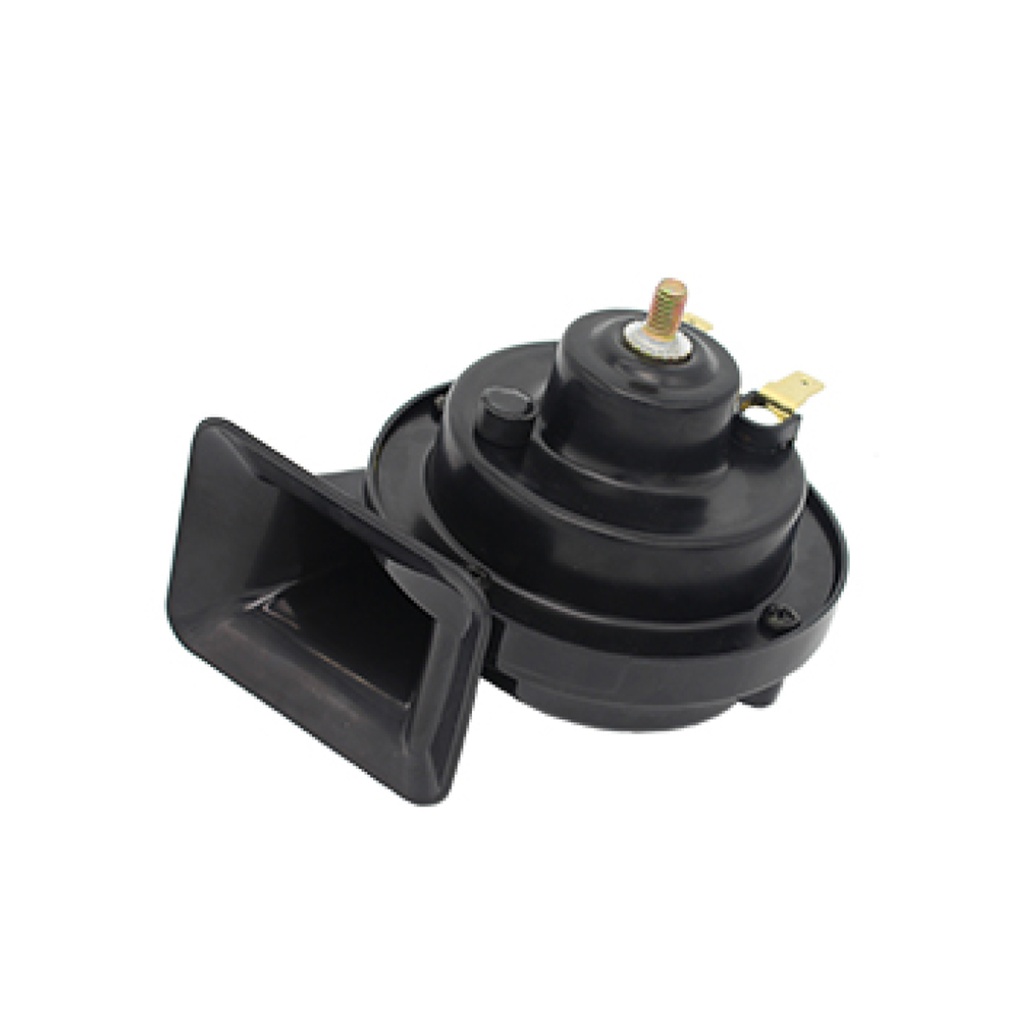 Bocina tipo klaxon caracol 2 Terminales VOLTAJE12V Envase por Unidad Diámetro 90MM