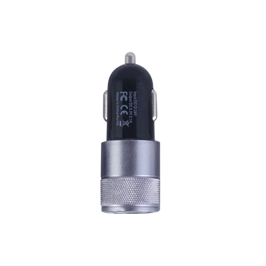 Accesorio para celular - Cargador Doble USB 12V / 24V salida 5V 3100 mA negro + plateado