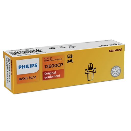 [PHI12600] Lampara Señalizacion 12V Bax 12600 12V 2W Bax8,5D/2 Y-Green Cp