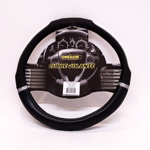 [ORECV054] Cubre Volante Modelo Nascar Cuero Sintentico Negro / Blanco 38*8.2Cm 25 Unidades Por Caja