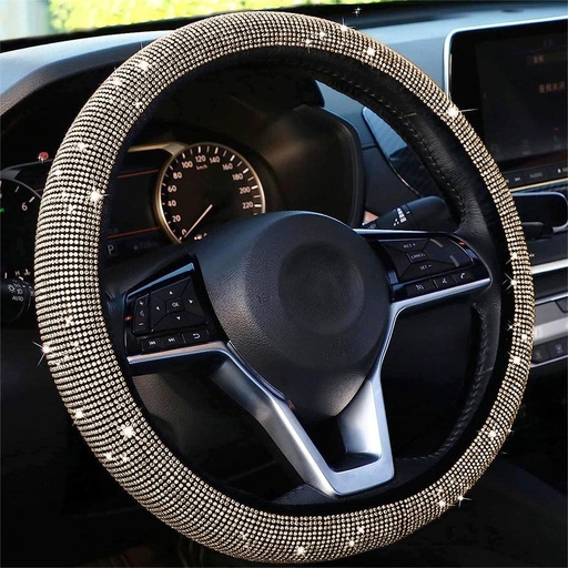 [ORECV128] Cubre Volante Girls Power - Bling Bling Diamantes Oro / Negro 38Cm