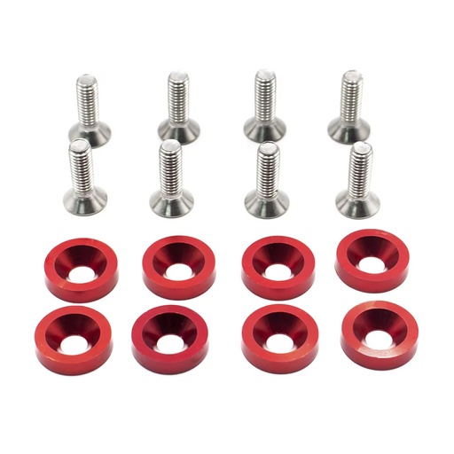 [OREARA-005] Kit De Arandelas Anodizadas Rojo Juego X 8 Piezas