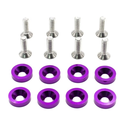 [OREARA-007] Kit De Arandelas Anodizadas Violeta Juego X 8 Piezas