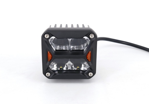 [IRODJ5900MINI] Off Road Faro De Led Universal Cuadrado 3'' Color Blanco Con Giros Ambar - 20 Watts - 4 Chip Osram P8 - 12V/24V