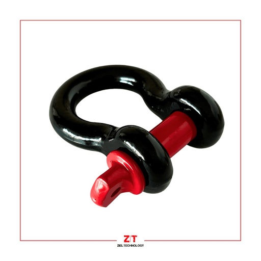 [ZTD13003] ZT Grillete metalico con capacidad de carga de 4,75 Toneladas. negro con perno rojo a rosca. Carga de rotura 19 Toneladas. Caja de Carton