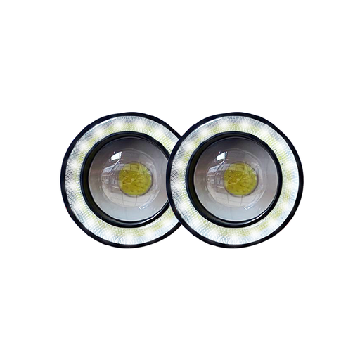 [DJ715WHALO] Off Road Juego de Faros de LED Auxiliares - Juego de Faros LED 7.5CM Diámetro Blanco con Ojo de Angel 12V