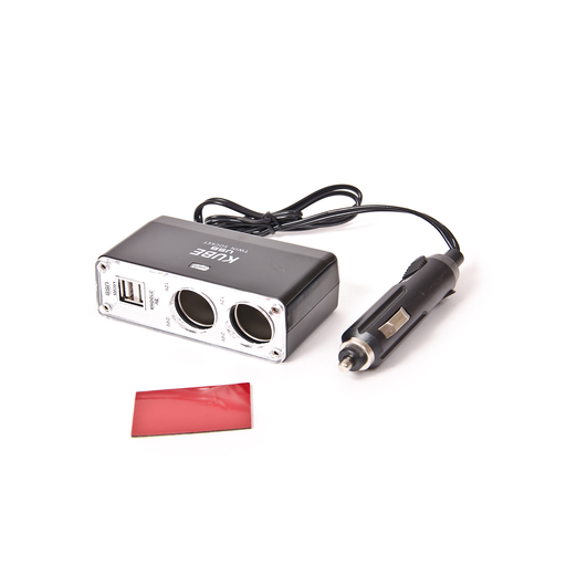[KBUSCH002B] Accesorio para celular - Alargue con 2 USB + 2 Encendedor entrada 12/24V salida 5V/2100MA Negro
