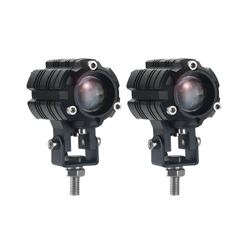 [DJ715PENT] Faro LED auxiliar off-road Luz LED blanca y ámbar Estable con Cambio de Luz y Funcion Flash 9V-36V 1 LED 18 W - Juego de 2 Unidades Medidas 64.5 * 66 * 48 (Mm)