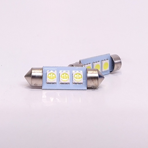 [LEDTUB3BLA3912] Leds Señalizacion SMD - Tubular - Festoon 3 LED 5050 SMD 39MM - Blanco 12V x unidad