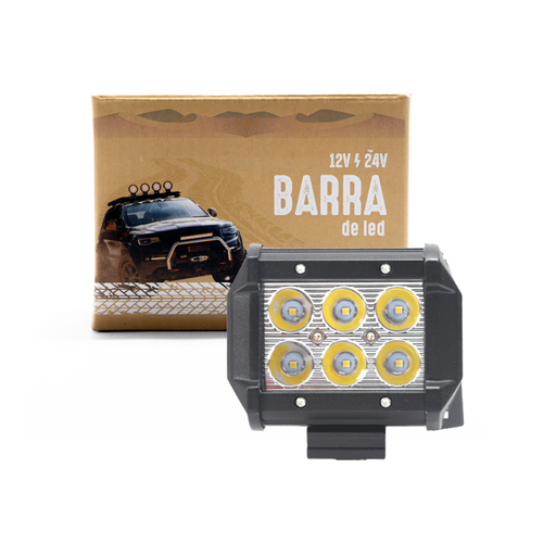 [BAR18] Barra LED off-road recta de 6 LED 18 W - Epistar 9,8 cm de Largo), carcasa de aluminio, - haz de luz spot
