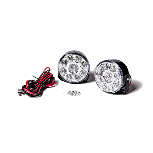 [DJ1129LED] Off Road Juego de Faros de LED Auxiliares - universal Circular - 9 LED Epistar en Cada Faro - color blanco 12V.