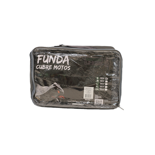 [CUBMOTLAR] Funda Cubre Motos Tricapa Impermable - Large 232X100X125CM . Logo Dakar. PVC y Algodon 270 Gramos. Reflector Naranja, Elastico, Clips y Cierre. Anillo para Cadena Incorporado.