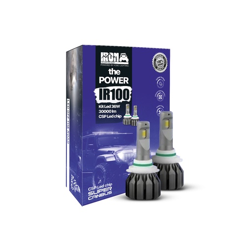 [IR100-9004] Kit LED off-road IR100 CANBUS - 9004 HB1 10MA Generación chips CSP Super CANBUS 30000 Lumens 36 W 12V con cooler